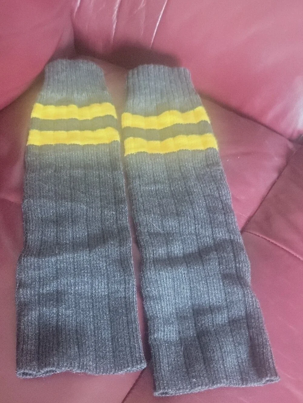 Steve Madden Leg Warmers Black with Yellow Stripe Accents